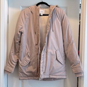 Old Navy light pink fur trim parka jacket Size XS